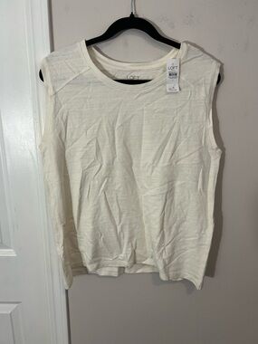 NWT LOFT Cream Sleeveless Crewneck Tank Top,Large